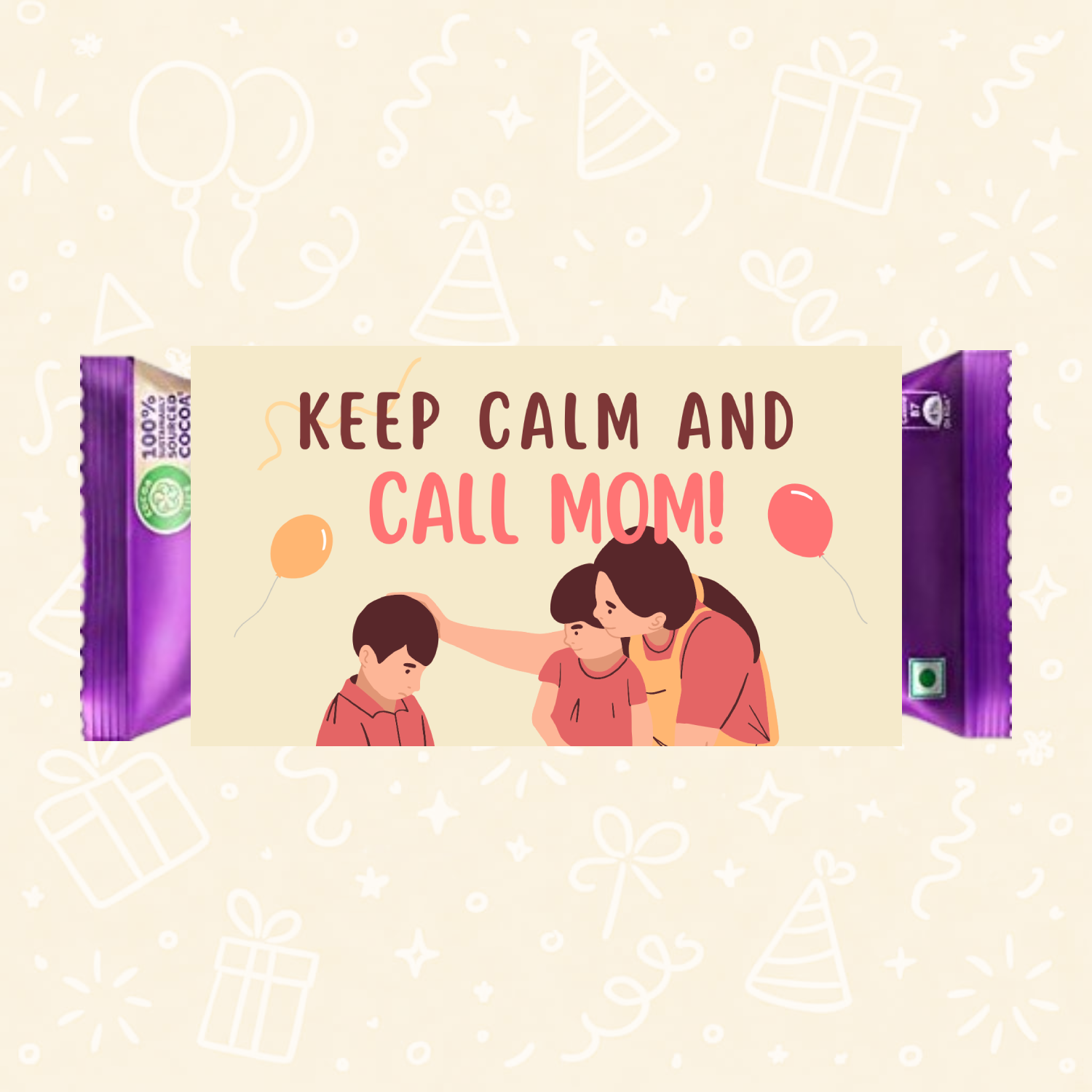 “Keep Calm and Call Mom” Fun Chocolate Wrapper