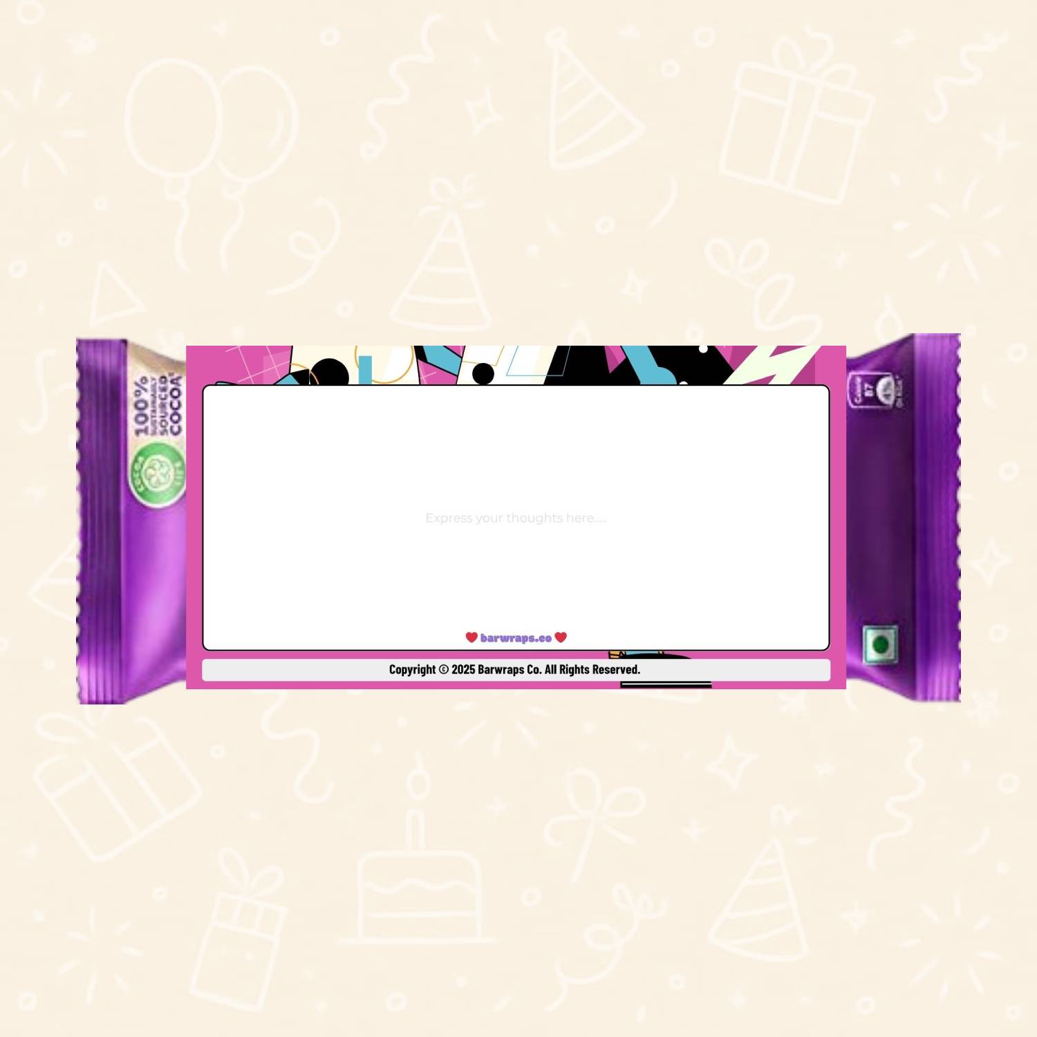 Let’s Party! – Celebrate Theme Chocolate Wrapper - Image 2