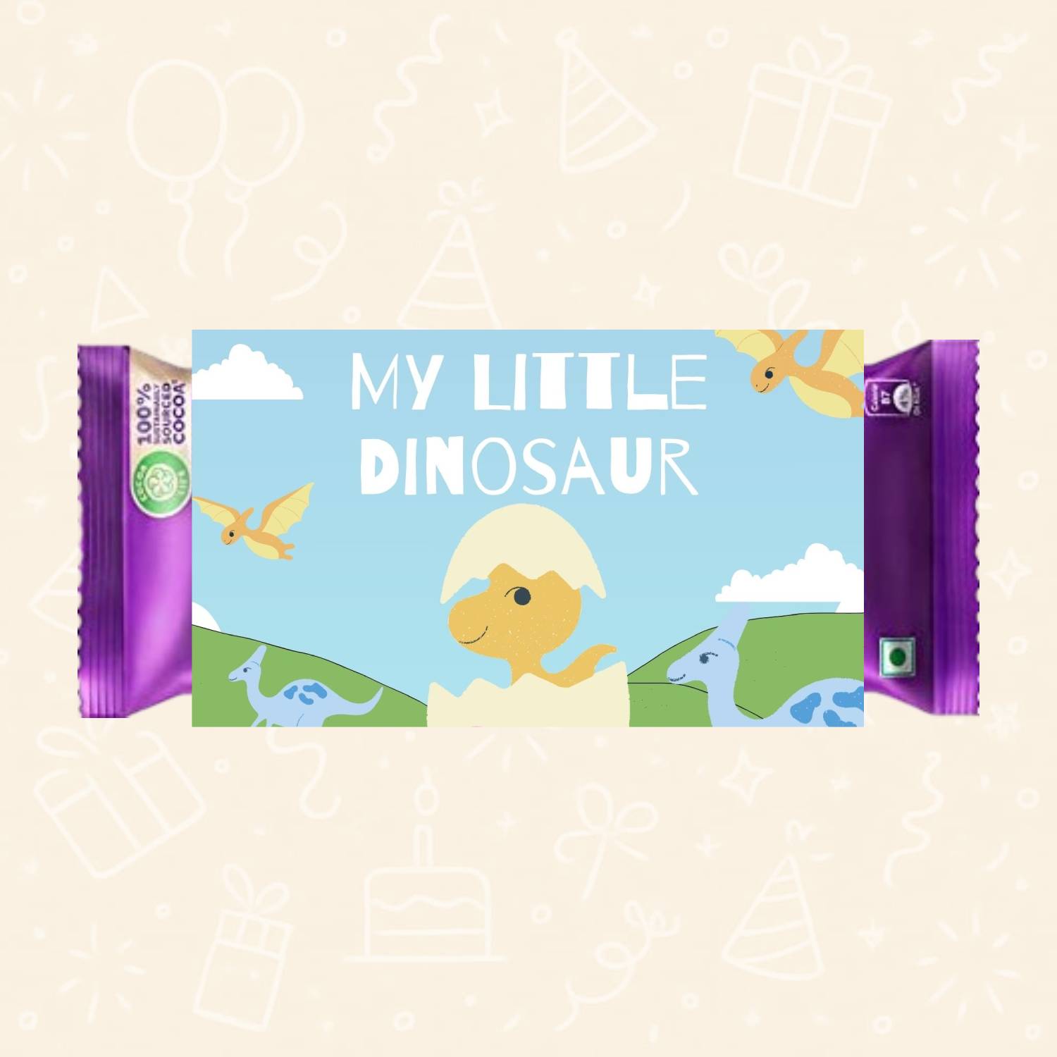 "My Little Dinosaur" Dino Themed Chocolate Wrapper for Kids