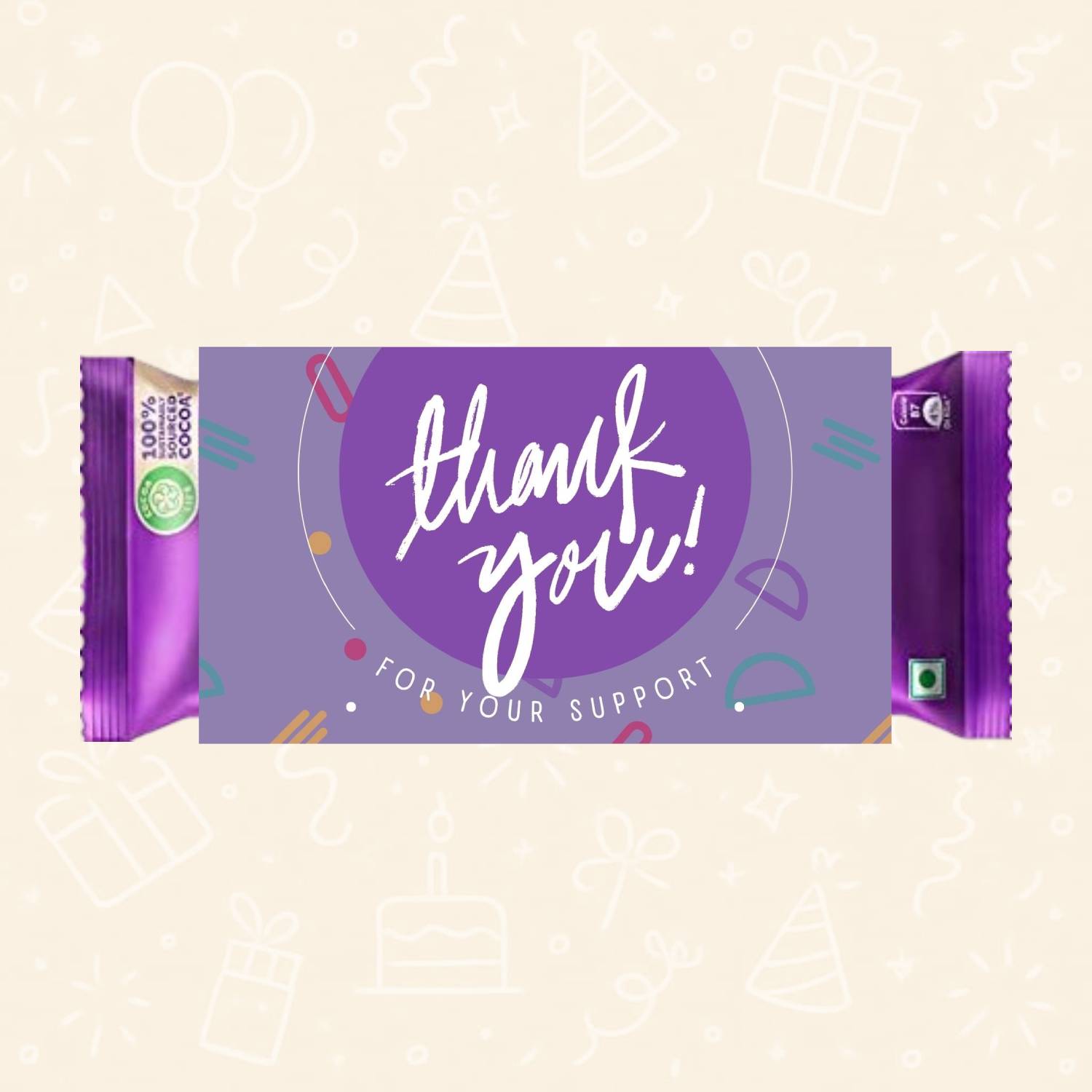 Thank You – For Your Support Chocolate Wrapper