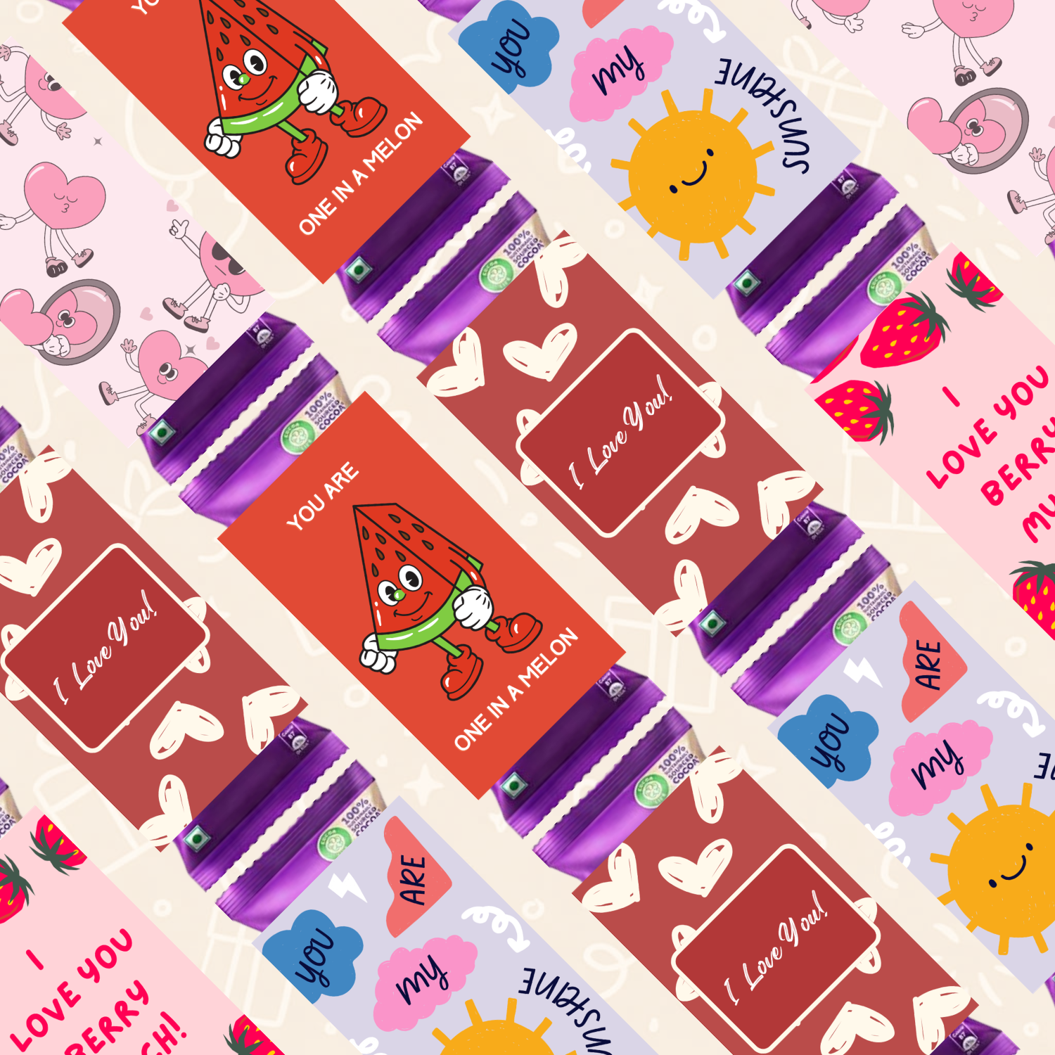 #1 LOVE: Sweet & Playful Love DIY Chocolate Wrapper Bundle – Pack of 5