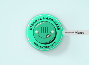 “Eternal Happiness” JW Convention 2026 – 40mm Calm Green Sweet Smiley Button Badge [Min. Order Qty. - 25]